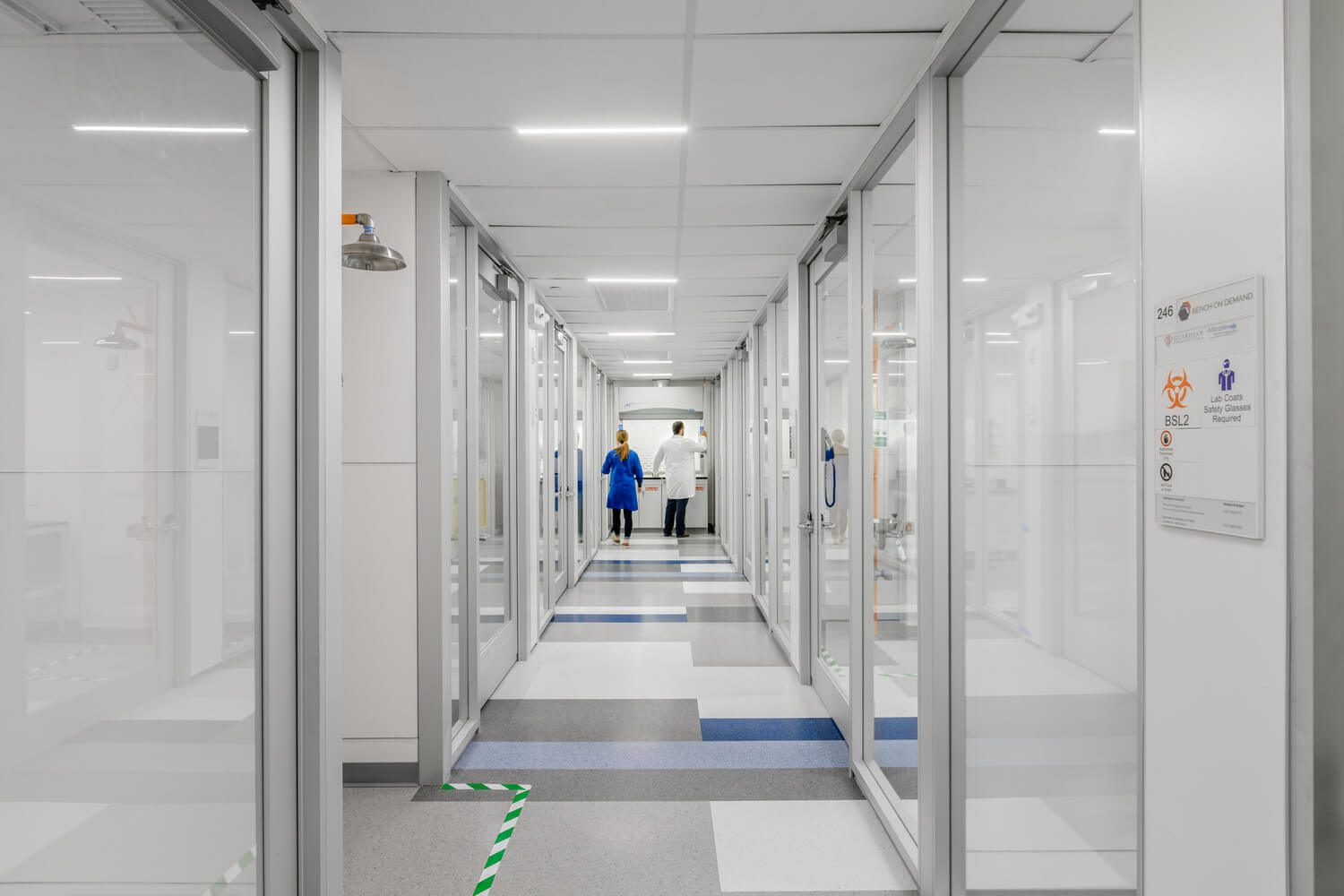 Glass-walled laboratory hall at SmartLabs, 21 Erie Street, Cambridge